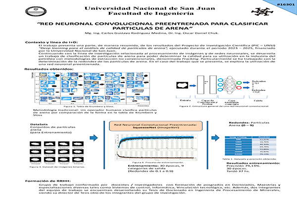 Red Neuronal Convolucional Preentrenada para Clasificar Partículas de Arena